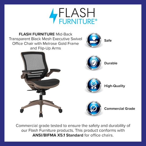 Flash Furniture Exec Mesh Chair, Mid-Back, Black - BL-8801X-GG
