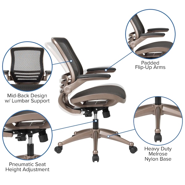Flash Furniture Exec Mesh Chair, Mid-Back, Black - BL-8801X-GG