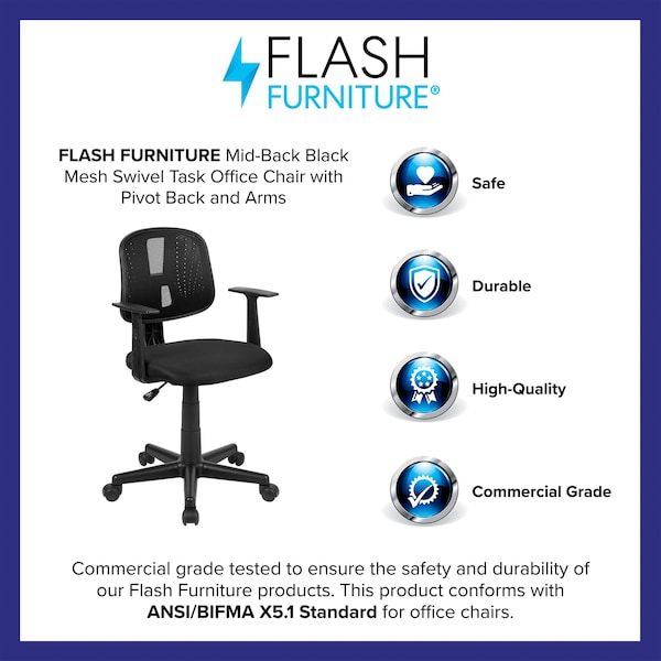 Flash Furniture Pivot Back Black Mesh Chair - LF-134-A-BK-GG