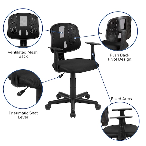 Flash Furniture Pivot Back Black Mesh Chair - LF-134-A-BK-GG