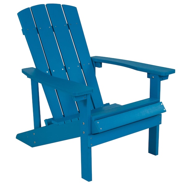 Flash Furniture Charlestown Adirondack Chair, Blue Wood, Blue Seat, Wood Back, 29.5 W 35 H - JJ-C14501-BLU-GG