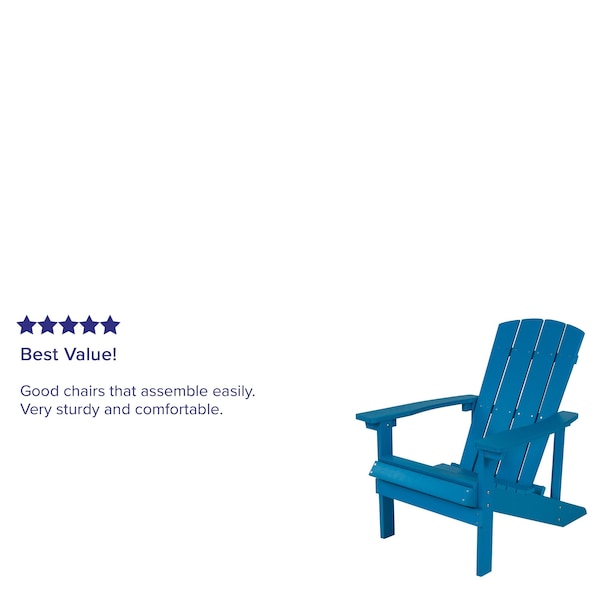 Flash Furniture Charlestown Adirondack Chair, Blue Wood, Blue Seat, Wood Back, 29.5 W 35 H - JJ-C14501-BLU-GG