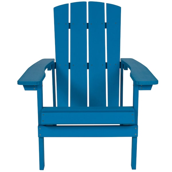 Flash Furniture Charlestown Adirondack Chair, Blue Wood, Blue Seat, Wood Back, 29.5 W 35 H - JJ-C14501-BLU-GG