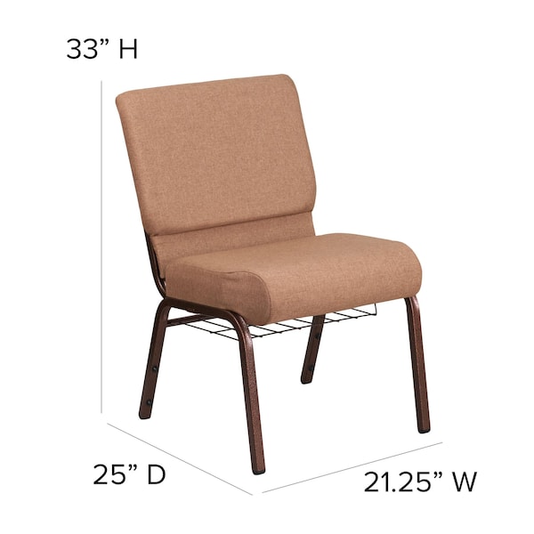 Flash Furniture Hercules Church Chair, 21-1/4 in W 25" L 33" H, Fabric Seat - FD-CH0221-4-CV-BN-BAS-GG