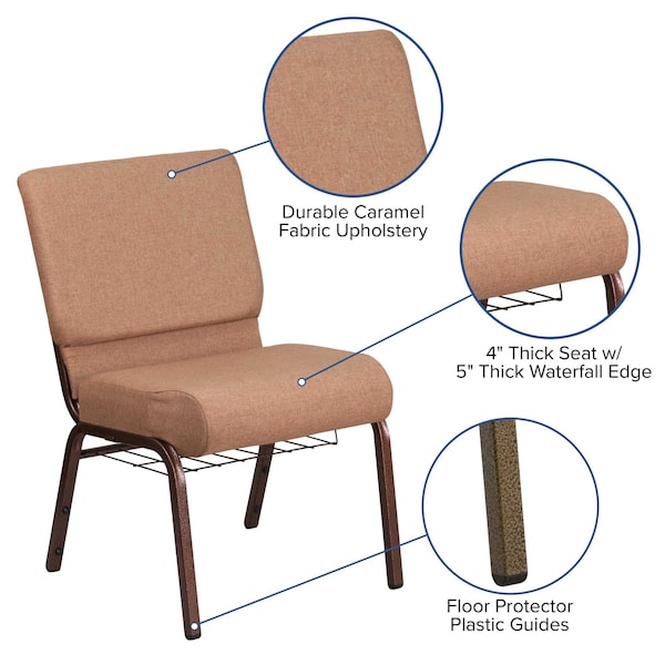 Flash Furniture Hercules Church Chair, 21-1/4 in W 25" L 33" H, Fabric Seat - FD-CH0221-4-CV-BN-BAS-GG