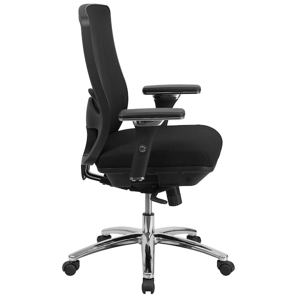 Flash Furniture Contemporary Chair Mid-Back, 24/7 Use, 350 lb. Capacity, Black, Adjustable Arms, 20-1/2" to 24" Height - LQ-2-BK-GG