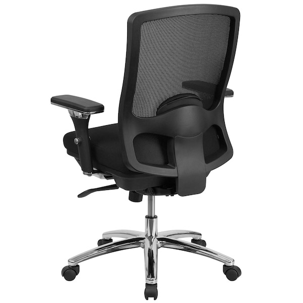 Flash Furniture Contemporary Chair Mid-Back, 24/7 Use, 350 lb. Capacity, Black, Adjustable Arms, 20-1/2" to 24" Height - LQ-2-BK-GG