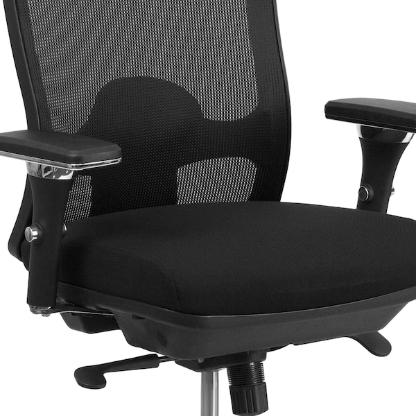 Flash Furniture Contemporary Chair Mid-Back, 24/7 Use, 350 lb. Capacity, Black, Adjustable Arms, 20-1/2" to 24" Height - LQ-2-BK-GG