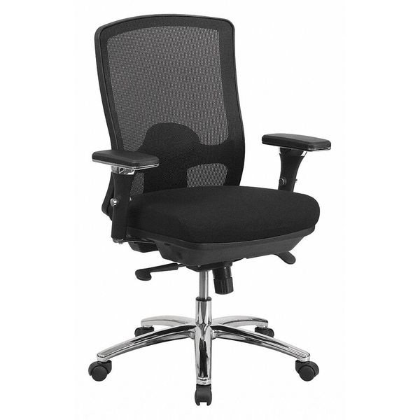 Flash Furniture Contemporary Chair Mid-Back, 24/7 Use, 350 lb. Capacity, Black, Adjustable Arms, 20-1/2" to 24" Height - LQ-2-BK-GG