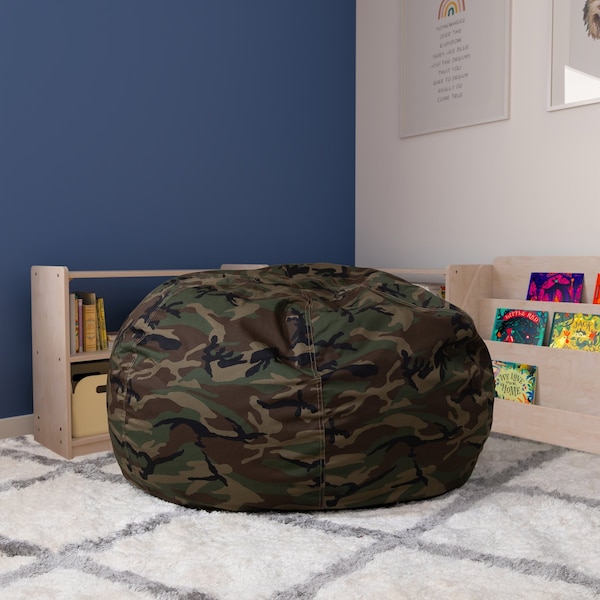 Flash Furniture Bean Bag Chair, 42 in W 42" L 19" H - DG-BEAN-LARGE-CAMO-GG