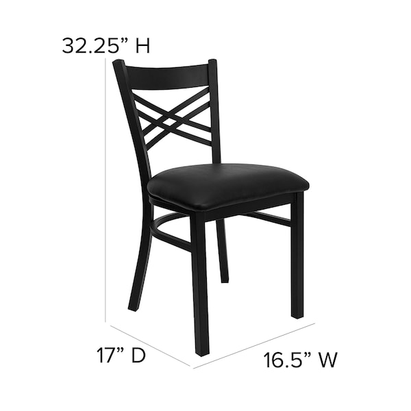 Flash Furniture Hercules Restaurant Chair, Black Back, 16-1/2 in W 17" L 32-1/4" H - XU-6FOBXBK-BLKV-GG