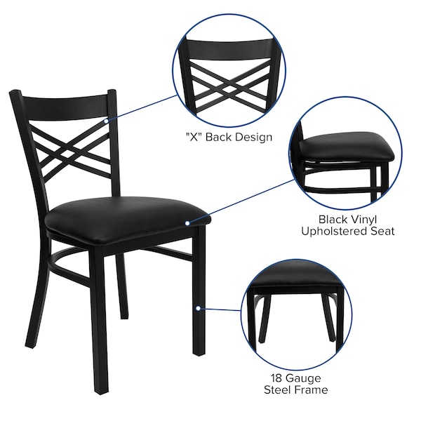 Flash Furniture Hercules Restaurant Chair, Black Back, 16-1/2 in W 17" L 32-1/4" H - XU-6FOBXBK-BLKV-GG