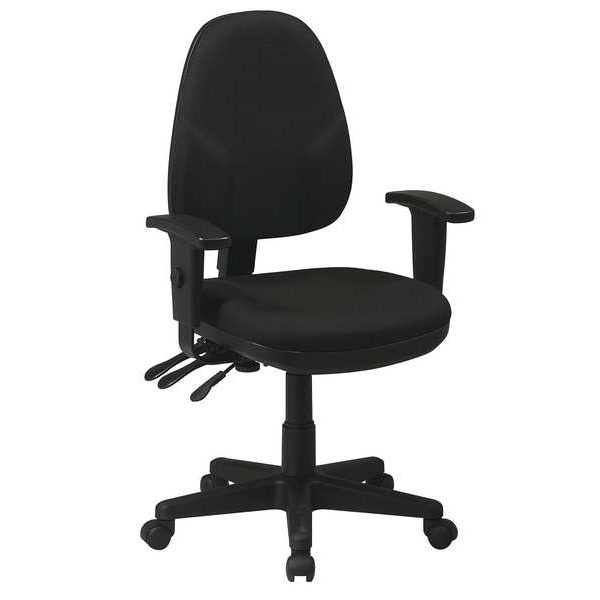 Office Star Desk Chair Desk Chair, Adjustable Arms, 15-1/4" to 20-1/2" Height, Fabric, Black - 36427-231