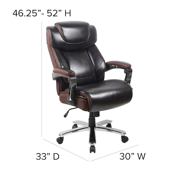 Flash Furniture Contemporary Office Chair, Brown Back, 30 in W 33" L 52" H, Padded - GO-2223-BN-GG