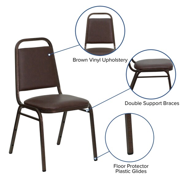 Flash Furniture Hercules Banquet Chair, Brown Back, 17-1/2 in W 20-1/4" L 34" H, Vinyl Seat - FD-BHF-2-BN-GG