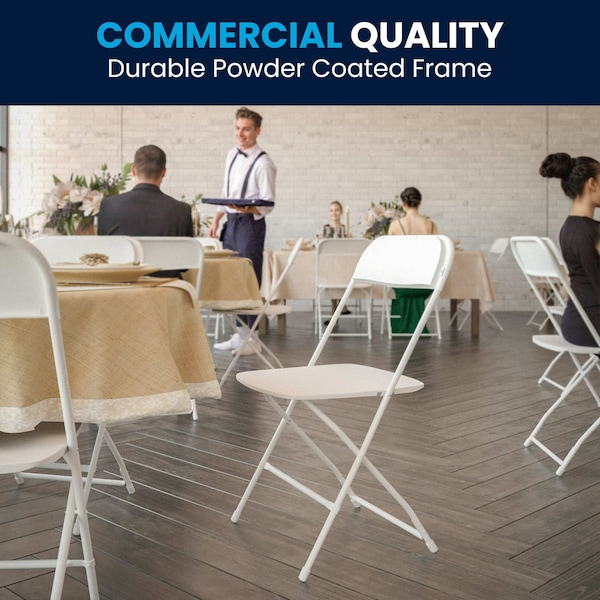 Flash Furniture Hercules Series Plastic Folding Chair White - 2 Pack 650LB Weight Capacity Comfortable Event Chair-Lightweight Folding Chair - 2-LE-L-3-WHITE-GG