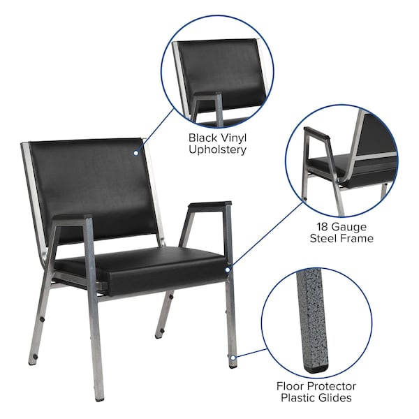 Flash Furniture Contemporary Chair Hercules Bariatric Armchair, Blk Vinyl, Fixed Arms, 18" Height, Vinyl - XU-DG-60443-670-1-BK-VY-GG