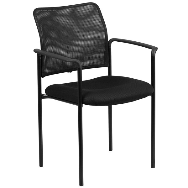 Flash Furniture Contemporary Side Chair, Black Back, 23-1/2 in W 24" L 34-3/4" H, Mesh Seat - GO-516-2-GG
