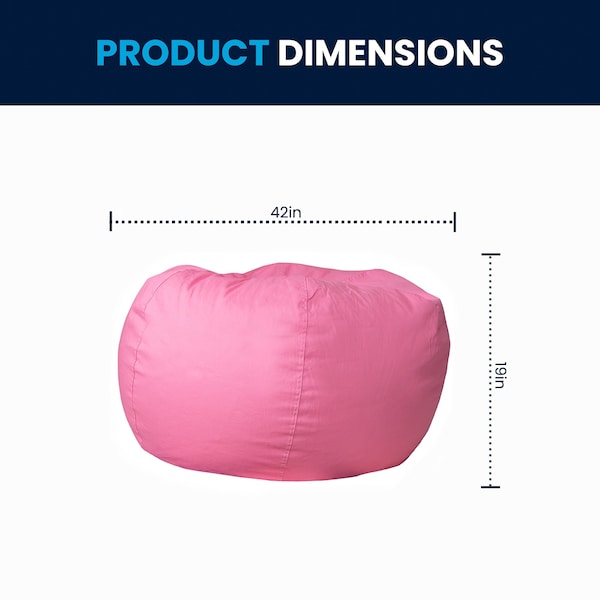 Flash Furniture Bean Bag Chair, 42 in W 42" L 19" H - DG-BEAN-LARGE-SOLID-PK-GG