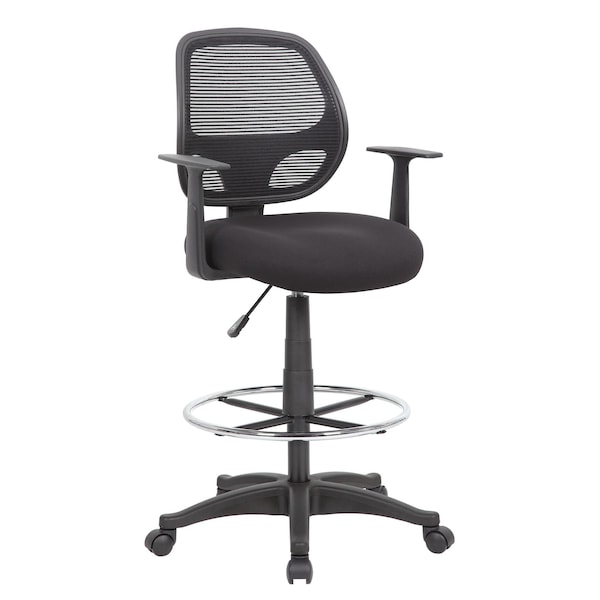 Boss Office Products Commercial Grade Mesh Drafting Chair - with Arms - B16606