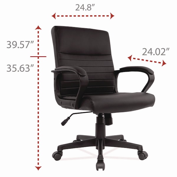 Alera Breich Series Manager Chair, Supports Up to 275 lbs, 16.73" to 20.39" Seat Height, Black - ALEBC42B19