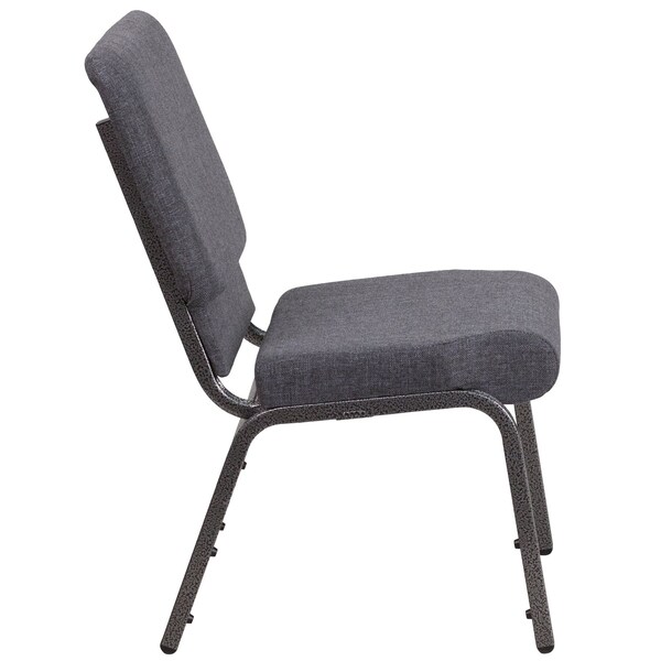 Flash Furniture Hercules Church Chair, Gray Back, 19-1/4 in W 25" L 33-1/4" H, Fabric Seat - FD-CH02185-SV-DKGY-GG