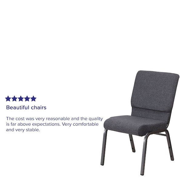 Flash Furniture Hercules Church Chair, Gray Back, 19-1/4 in W 25" L 33-1/4" H, Fabric Seat - FD-CH02185-SV-DKGY-GG