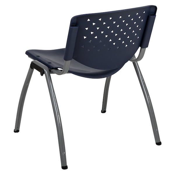 Flash Furniture HERCULES Series 880 lb. Capacity Navy Plastic Stack Chair with Titanium Gray Powder Coated Frame - RUT-F01A-NY-GG