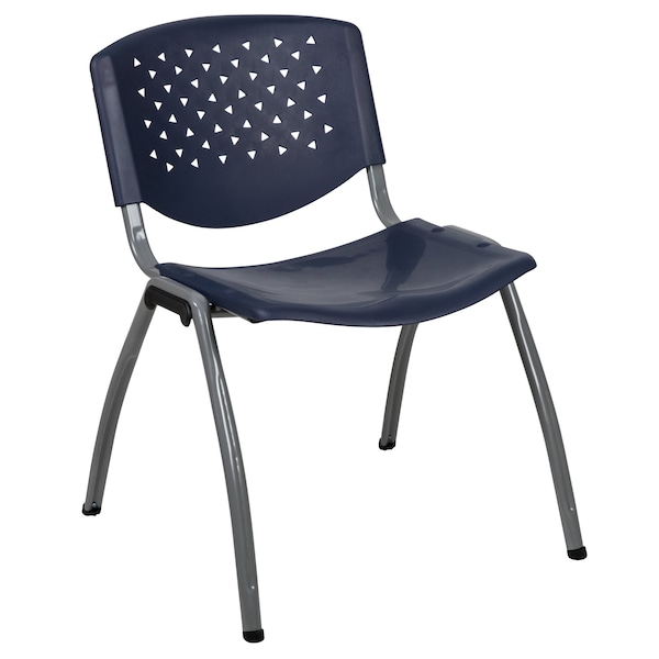 Flash Furniture HERCULES Series 880 lb. Capacity Navy Plastic Stack Chair with Titanium Gray Powder Coated Frame - RUT-F01A-NY-GG
