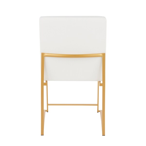 Lumisource High Back Fuji Dining Chair in Gold and White Faux Leather, PK 2 - DC-HBFUJI AUW2