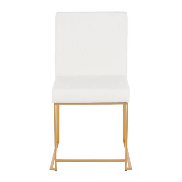 Lumisource High Back Fuji Dining Chair in Gold and White Faux Leather, PK 2 - DC-HBFUJI AUW2