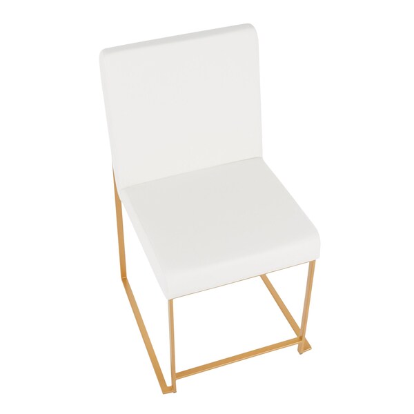 Lumisource High Back Fuji Dining Chair in Gold and White Faux Leather, PK 2 - DC-HBFUJI AUW2