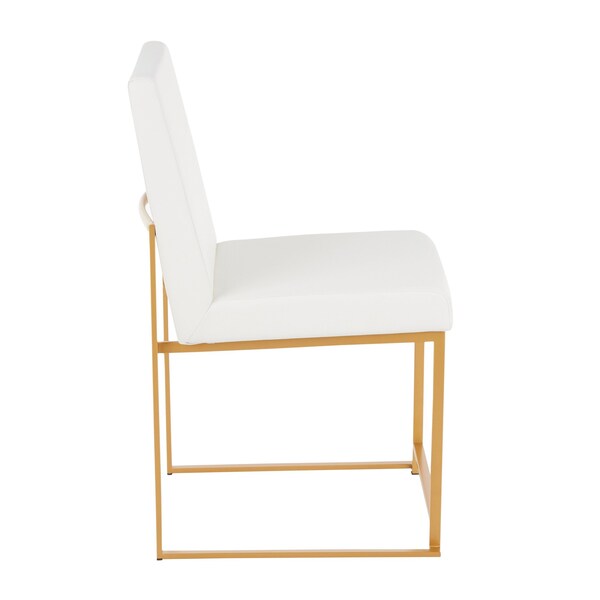 Lumisource High Back Fuji Dining Chair in Gold and White Faux Leather, PK 2 - DC-HBFUJI AUW2