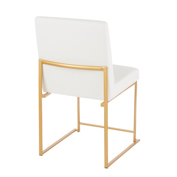 Lumisource High Back Fuji Dining Chair in Gold and White Faux Leather, PK 2 - DC-HBFUJI AUW2