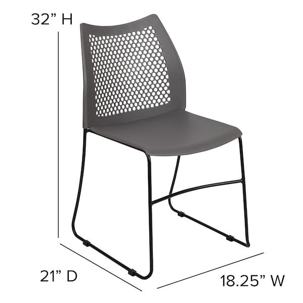 Flash Furniture Gray Plastic Stack Chair - RUT-498A-GY-GG