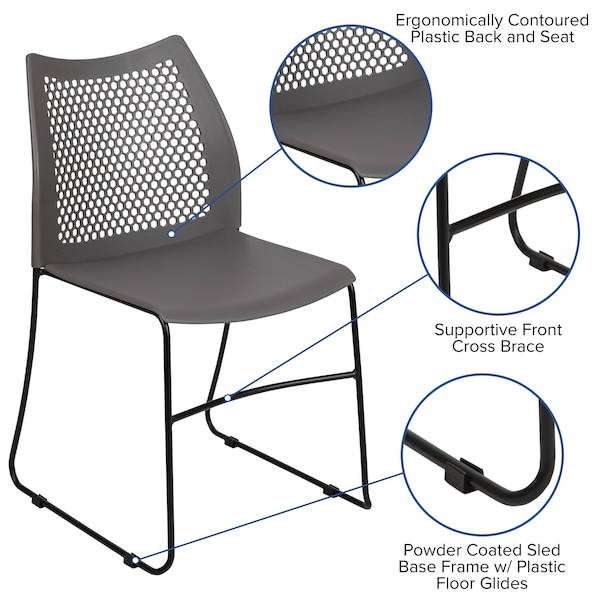 Flash Furniture Gray Plastic Stack Chair - RUT-498A-GY-GG