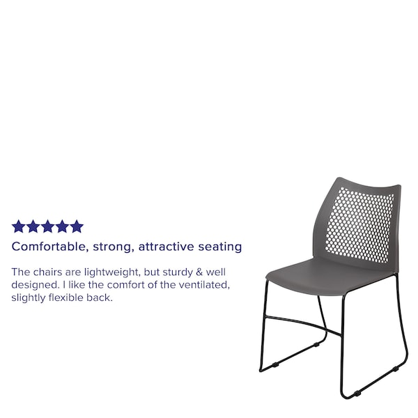 Flash Furniture Gray Plastic Stack Chair - RUT-498A-GY-GG