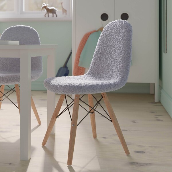 Flash Furniture Gray Kids Faux Shearling Chair with Wooden Legs - DL-DA2018-2-GY-GG