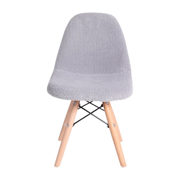 Flash Furniture Gray Kids Faux Shearling Chair with Wooden Legs - DL-DA2018-2-GY-GG