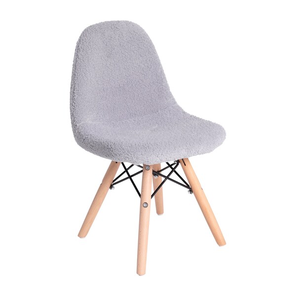 Flash Furniture Gray Kids Faux Shearling Chair with Wooden Legs - DL-DA2018-2-GY-GG