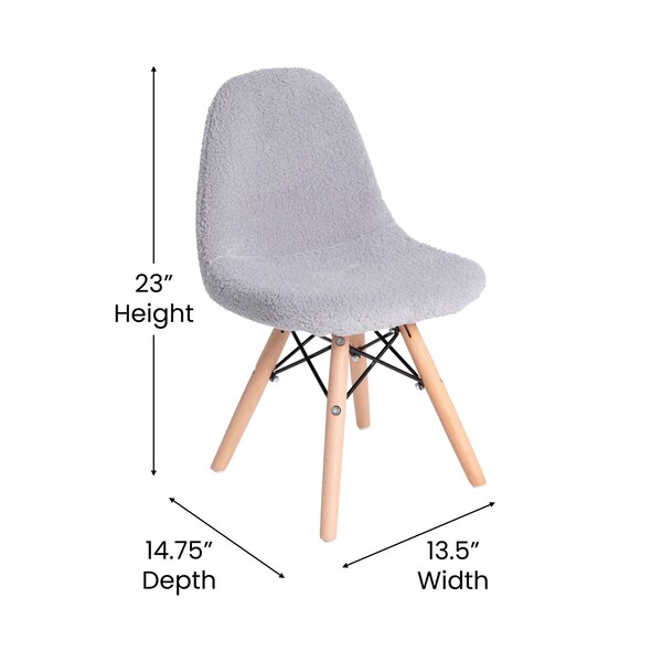 Flash Furniture Gray Kids Faux Shearling Chair with Wooden Legs - DL-DA2018-2-GY-GG