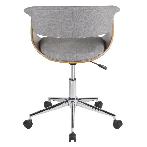 Lumisource Vintage Mod Office Chair in Walnut Wood and Light Grey Fabric - OC-VMO WL+LGY