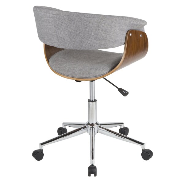 Lumisource Vintage Mod Office Chair in Walnut Wood and Light Grey Fabric - OC-VMO WL+LGY