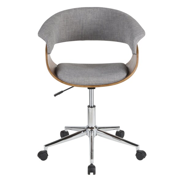 Lumisource Vintage Mod Office Chair in Walnut Wood and Light Grey Fabric - OC-VMO WL+LGY