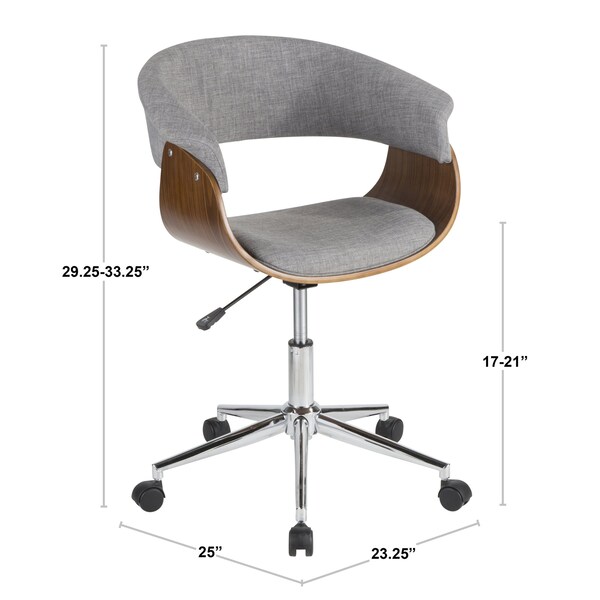 Lumisource Vintage Mod Office Chair in Walnut Wood and Light Grey Fabric - OC-VMO WL+LGY