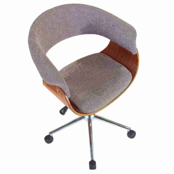 Lumisource Vintage Mod Office Chair in Walnut Wood and Light Grey Fabric - OC-VMO WL+LGY