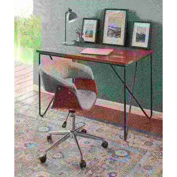 Lumisource Vintage Mod Office Chair in Walnut Wood and Light Grey Fabric - OC-VMO WL+LGY