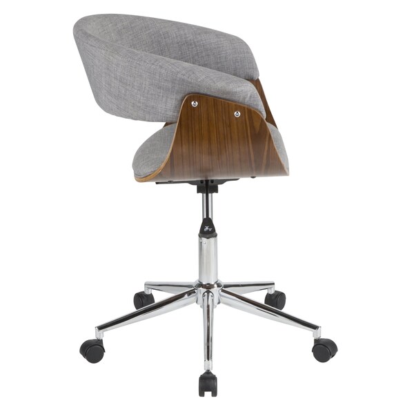 Lumisource Vintage Mod Office Chair in Walnut Wood and Light Grey Fabric - OC-VMO WL+LGY
