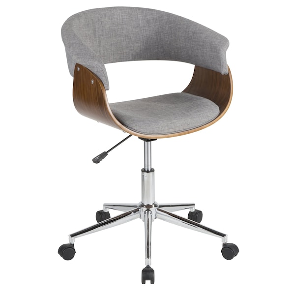 Lumisource Vintage Mod Office Chair in Walnut Wood and Light Grey Fabric - OC-VMO WL+LGY