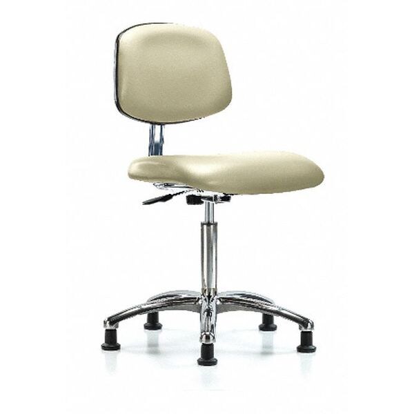 Blue Ridge Ergonomics Clean Room Chair Med Ben Chair, Vin, Chrm, Glds, Wht, CL10, 22" to 29" Height, Vinyl, Adobe White - BR-CLR-VMBCH-CR-NF-RG-8501